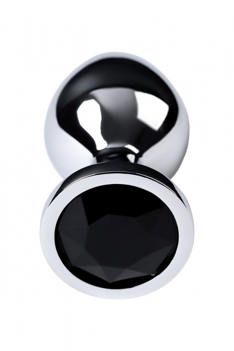 Серебристая коническая анальная пробка с черным кристаллом - 7 см. - ToyFa - купить с доставкой в Ростове-на-Дону