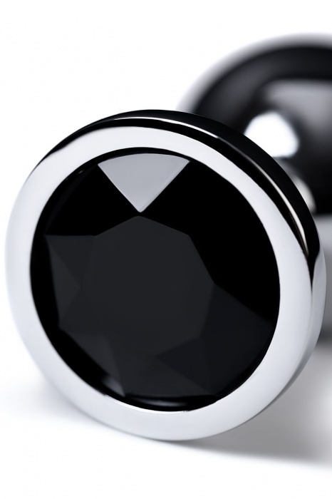 Серебристая коническая анальная пробка с черным кристаллом - 7 см. - ToyFa - купить с доставкой в Ростове-на-Дону