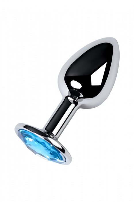 Серебристая конусовидная анальная пробка с голубым кристаллом - 7 см. - ToyFa - купить с доставкой в Ростове-на-Дону