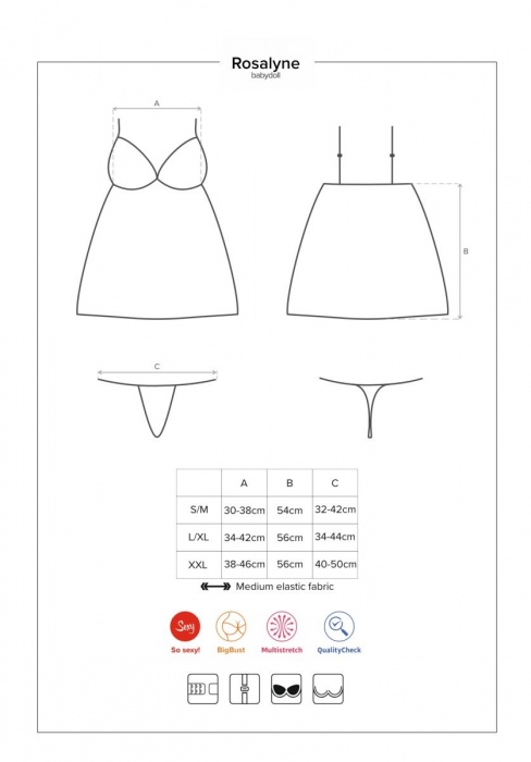 Роскошная короткая сорочка Rosalyne с кружевом - Obsessive купить с доставкой