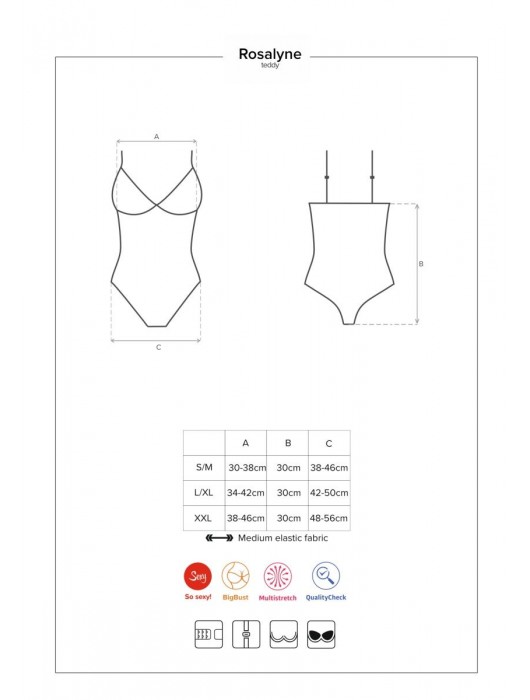 Оригинальное боди Rosalyne с кружевом - Obsessive купить с доставкой