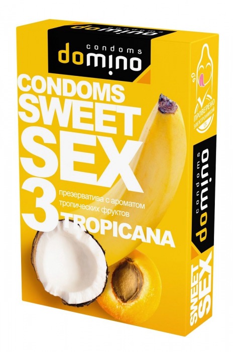 Презервативы для орального секса DOMINO Sweet Sex с ароматом тропических фруктов - 3 шт. - Domino - купить с доставкой в Ростове-на-Дону