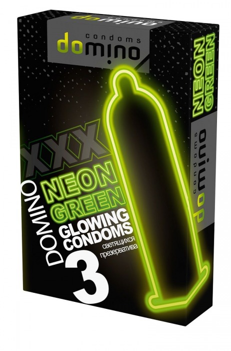 Презервативы DOMINO Neon Green со светящимся в темноте кончиком - 3 шт. - Domino - купить с доставкой в Ростове-на-Дону