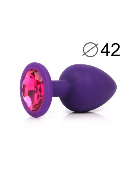 Фиолетовая анальная пробка с малиновым кристаллом - 9,5 см. - Bior toys - купить с доставкой в Ростове-на-Дону