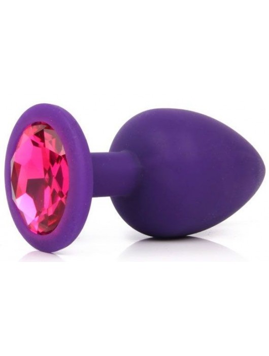 Фиолетовая анальная пробка с малиновым кристаллом - 9,5 см. - Bior toys - купить с доставкой в Ростове-на-Дону
