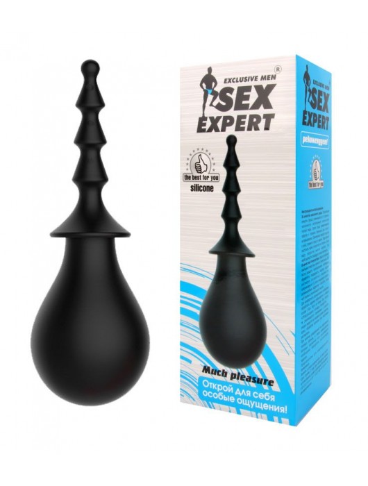 Чёрный силиконовый анальный душ-елочка - Bior toys - купить с доставкой в Ростове-на-Дону