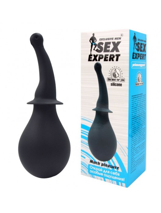 Чёрный силиконовый изогнутый анальный душ - Bior toys - купить с доставкой в Ростове-на-Дону