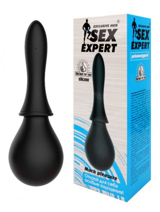 Чёрный силиконовый конический анальный душ - Bior toys - купить с доставкой в Ростове-на-Дону