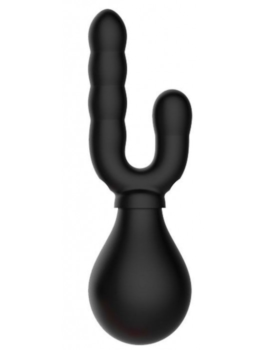 Чёрный силиконовый анальный душ с двумя отростками - Bior toys - купить с доставкой в Ростове-на-Дону