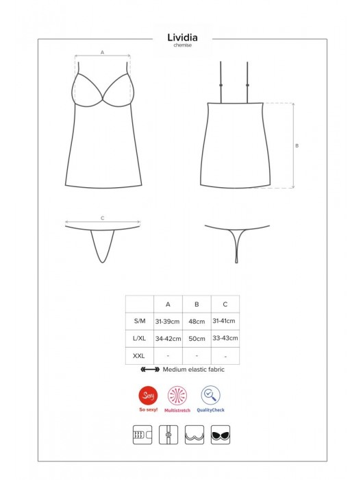 Пикантная короткая сорочка Lividia - Obsessive купить с доставкой