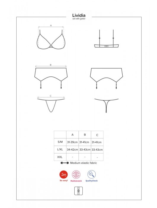Роскошный комплект белья Lividia с поясом для чулок - Obsessive купить с доставкой