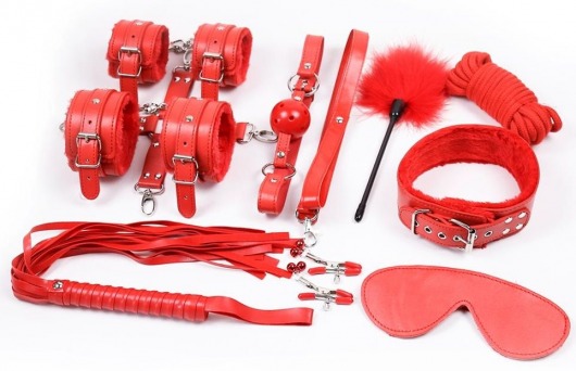 Набор красных БДСМ-аксессуаров Bandage Kits из 10 предметов - Vandersex - купить с доставкой в Ростове-на-Дону