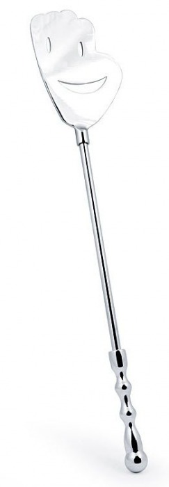 Серебристый металлический стек с ладонью-смайликом - 43 см. - Bior toys - купить с доставкой в Ростове-на-Дону