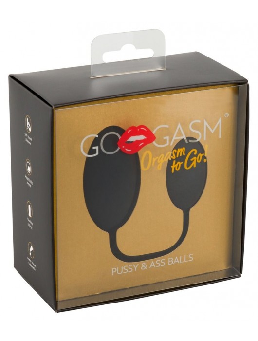 Черные яички на гибкой связке Pussy   Ass Balls - Orion