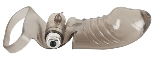 Дымчатая закрытая насадка на пенис с вибропулей - 15 см. - Orion - в Ростове-на-Дону купить с доставкой