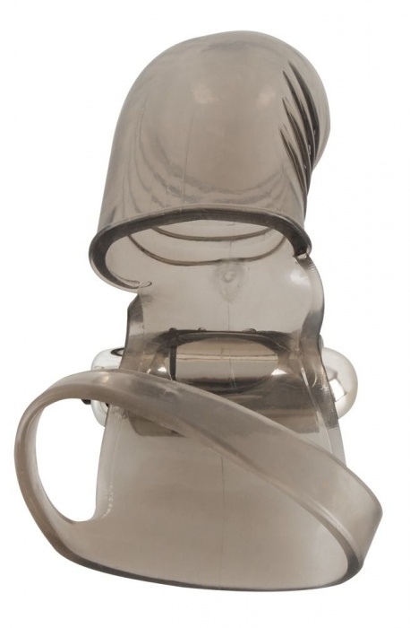 Дымчатая закрытая насадка на пенис с вибропулей - 15 см. - Orion - в Ростове-на-Дону купить с доставкой