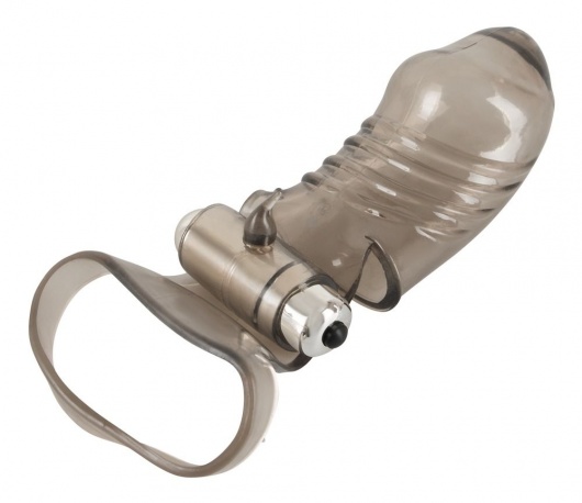 Дымчатая закрытая насадка на пенис с вибропулей - 15 см. - Orion - в Ростове-на-Дону купить с доставкой