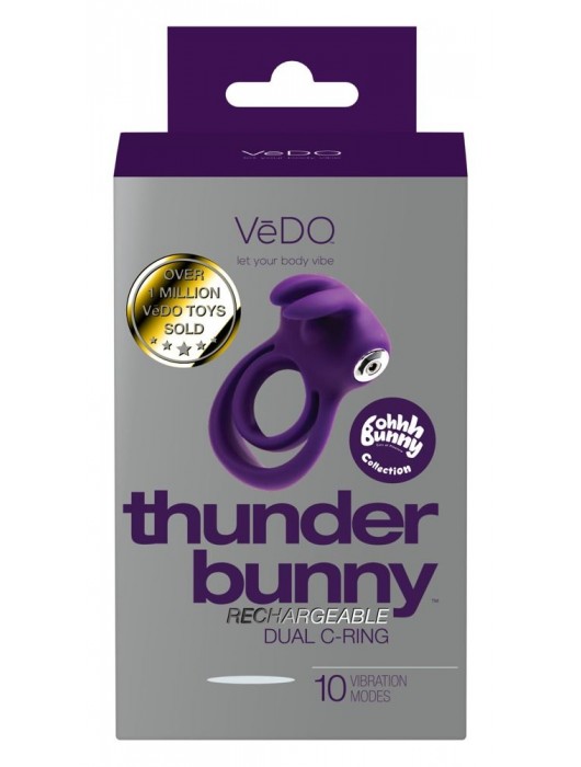 Фиолетовое эрекционное кольцо VeDO Thunder Bunny - VeDO - в Ростове-на-Дону купить с доставкой