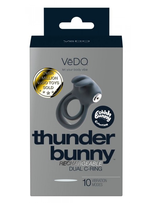 Черное эрекционное кольцо VeDO Thunder Bunny - VeDO - в Ростове-на-Дону купить с доставкой