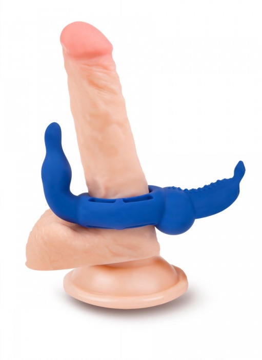 Синее эрекционное кольцо с двумя стимулирующими отростками - Brazzers - в Ростове-на-Дону купить с доставкой