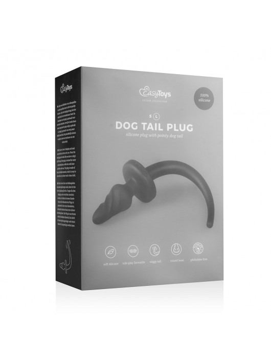 Черная витая анальная пробка Dog Tail Plug с хвостом - Easy toys