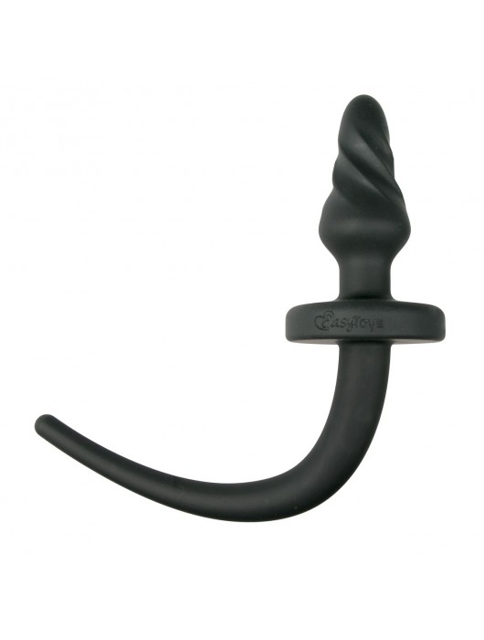 Черная витая анальная пробка Dog Tail Plug с хвостом - Easy toys