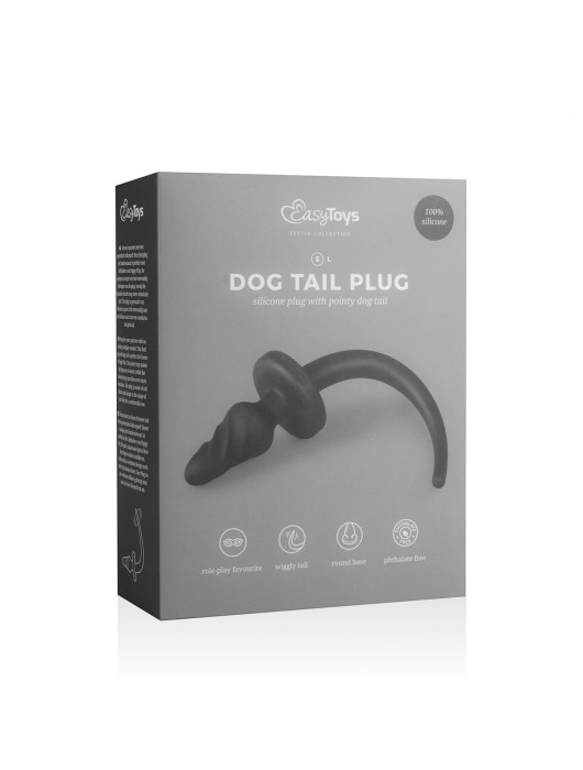 Чёрный витой анальный плаг Dog Tail Plug с хвостом - ONE DC B.V.