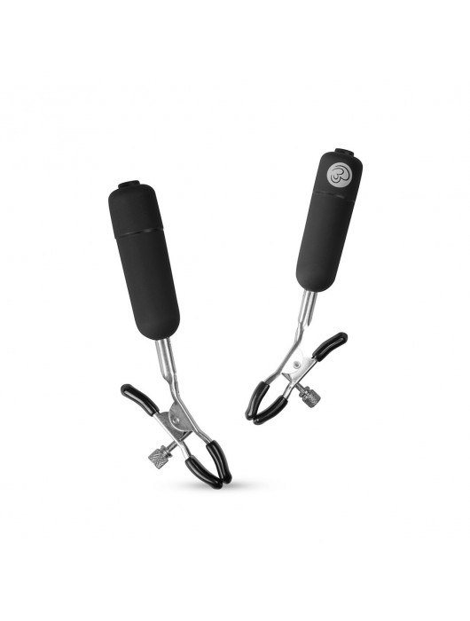Черные виброзажимы на соски Easytoys Nipple Clamps With Vibrating Bullets - ONE DC B.V.