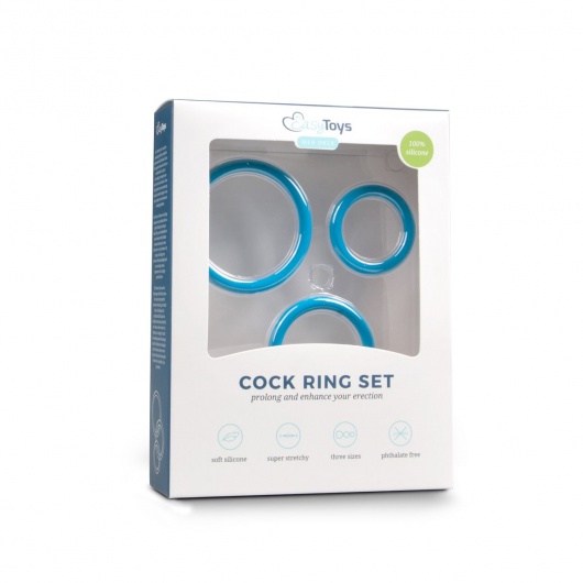 Набор из 3 голубых эрекционных колец Cock Ring Set - ONE DC B.V. - в Ростове-на-Дону купить с доставкой