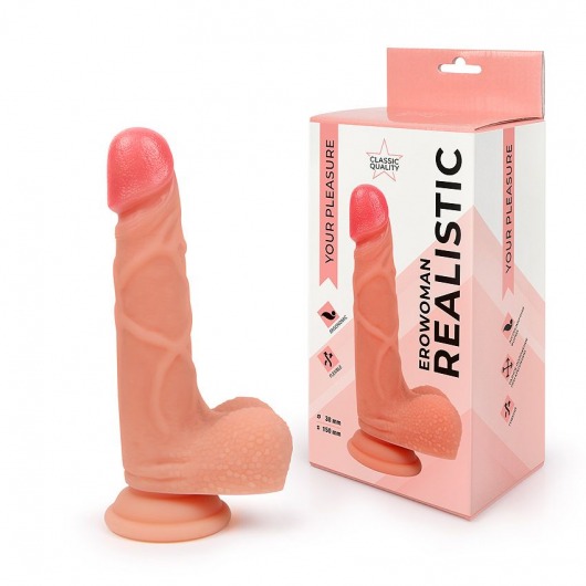 Телесный фаллоимитатор-реалистик на присоске - Erowoman-Eroman