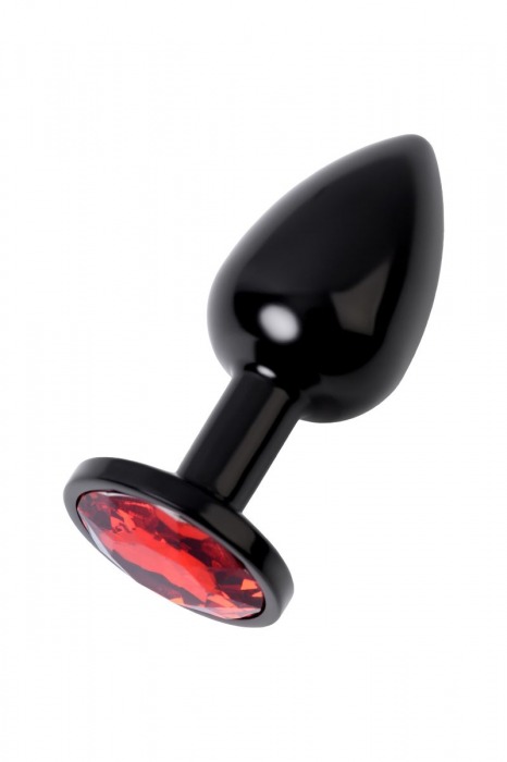 Черный анальный плаг с кристаллом красного цвета - 7,2 см. - ToyFa - купить с доставкой в Ростове-на-Дону