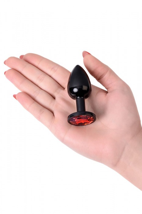 Черный анальный плаг с кристаллом красного цвета - 7,2 см. - ToyFa - купить с доставкой в Ростове-на-Дону