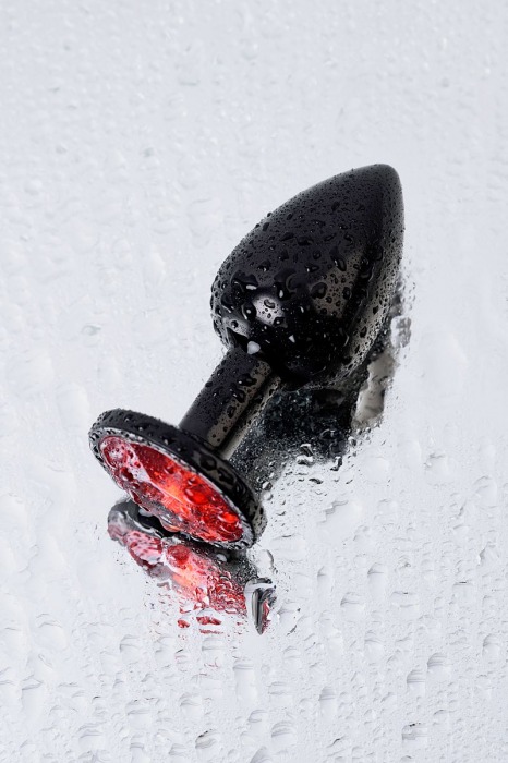 Черный анальный плаг с кристаллом красного цвета - 7,2 см. - ToyFa - купить с доставкой в Ростове-на-Дону