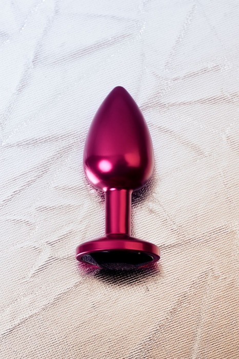 Красная анальная пробка с кристаллом черного цвета - 7,2 см. - ToyFa - купить с доставкой в Ростове-на-Дону