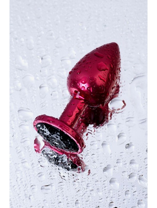 Красная анальная пробка с кристаллом черного цвета - 7,2 см. - ToyFa - купить с доставкой в Ростове-на-Дону