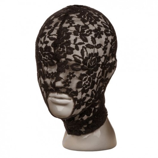 Черный кружевной шлем-маска Lace Hood - California Exotic Novelties - купить с доставкой в Ростове-на-Дону