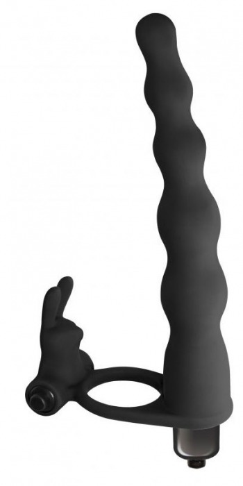 Черная вибронасадка для двойного проникновения Jungle Bunny - 17 см. - Lola Games - купить с доставкой в Ростове-на-Дону
