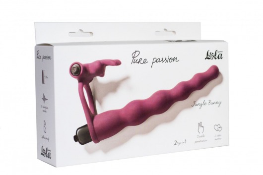 Бордовая вибронасадка для двойного проникновения Jungle Bunny - 17 см. - Lola Games - купить с доставкой в Ростове-на-Дону