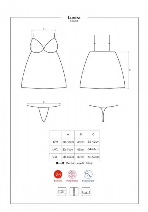 Cорочка бэби-долл Luvae с кружевом - Obsessive купить с доставкой