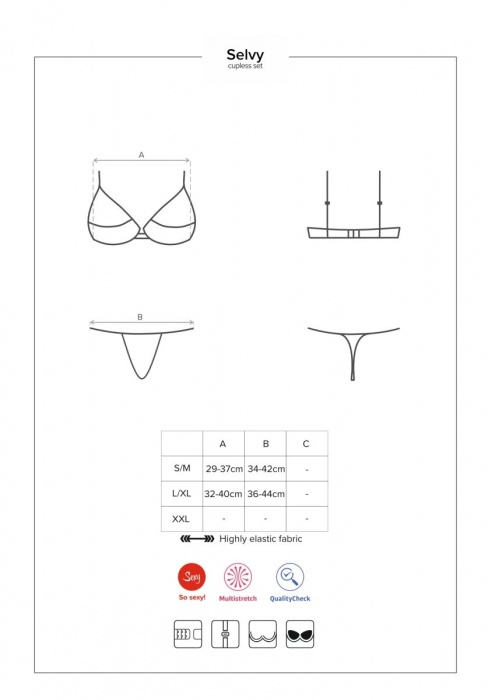 Пикантный комплект Selvy с открытой грудью - Obsessive купить с доставкой