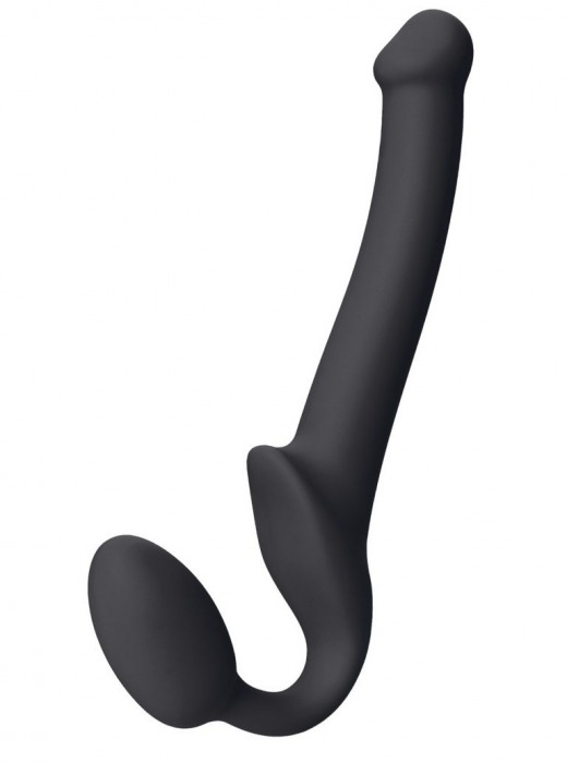 Черный безремневой страпон Silicone Bendable Strap-On S - Strap-on-me - купить с доставкой в Ростове-на-Дону