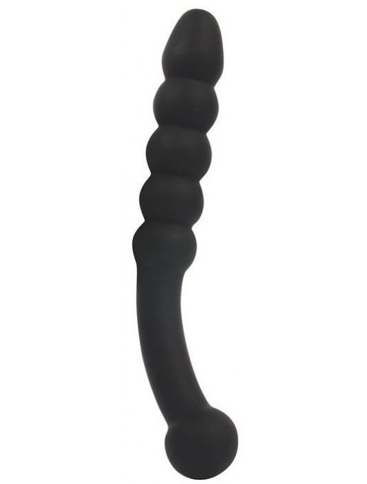 Черный изогнутый анальный стимулятор-елочка - 22,5 см. - Bior toys