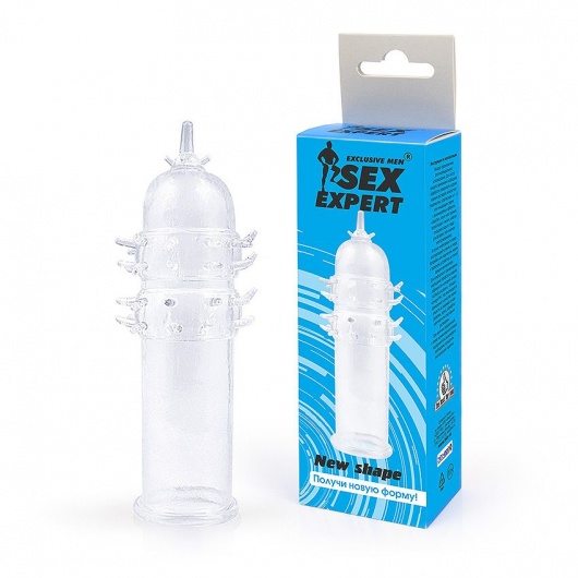 Закрытая прозрачная насадка на пенис с шипиками - 12 см. - Bior toys - в Ростове-на-Дону купить с доставкой