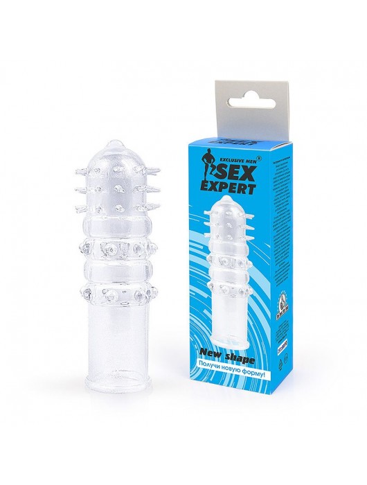 Закрытая прозрачная насадка на пенис с выпуклостями и шипами - 12,5 см. - Bior toys - в Ростове-на-Дону купить с доставкой