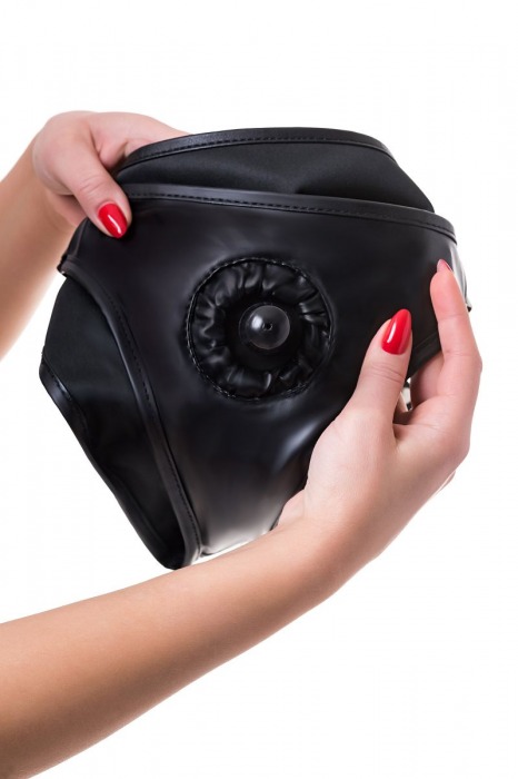 Черные трусики для страпона Domino - ToyFa - купить с доставкой в Ростове-на-Дону