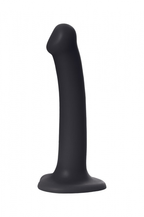 Черный фаллос на присоске Silicone Bendable Dildo M - 18 см. - Strap-on-me - купить с доставкой в Ростове-на-Дону