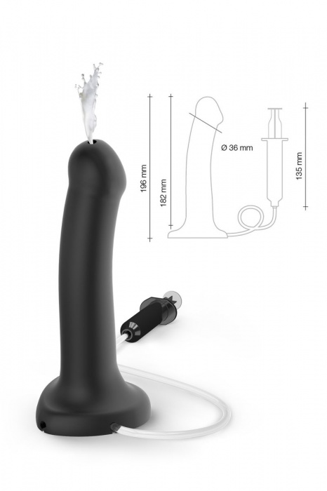 Черный фаллос с имитацией эякуляции Silicon Cum Dildo L - 19,6 см. - Strap-on-me - купить с доставкой в Ростове-на-Дону