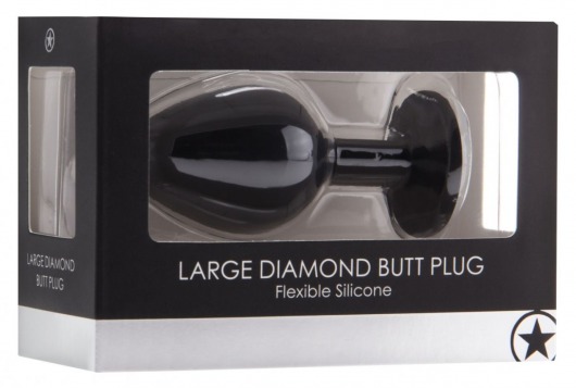 Черная анальная пробка с прозрачным кристаллом Diamond Butt Plug - 8 см. - Shots Media BV - купить с доставкой в Ростове-на-Дону