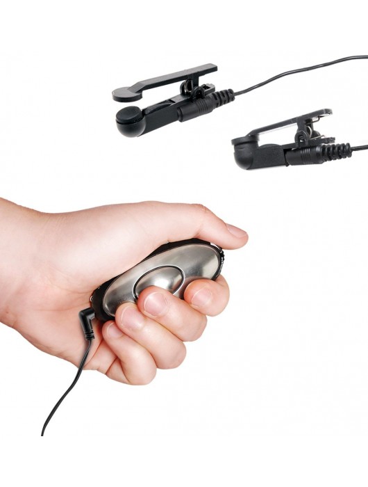 Черные электрические зажимы для сосков Shock Therapy Nipple Clamps - Pipedream - купить с доставкой в Ростове-на-Дону