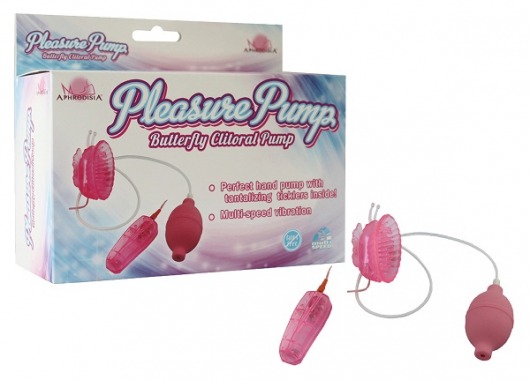 Розовая помпа с вибрацией Pleasure Pump Butterfly Clitoral - Howells